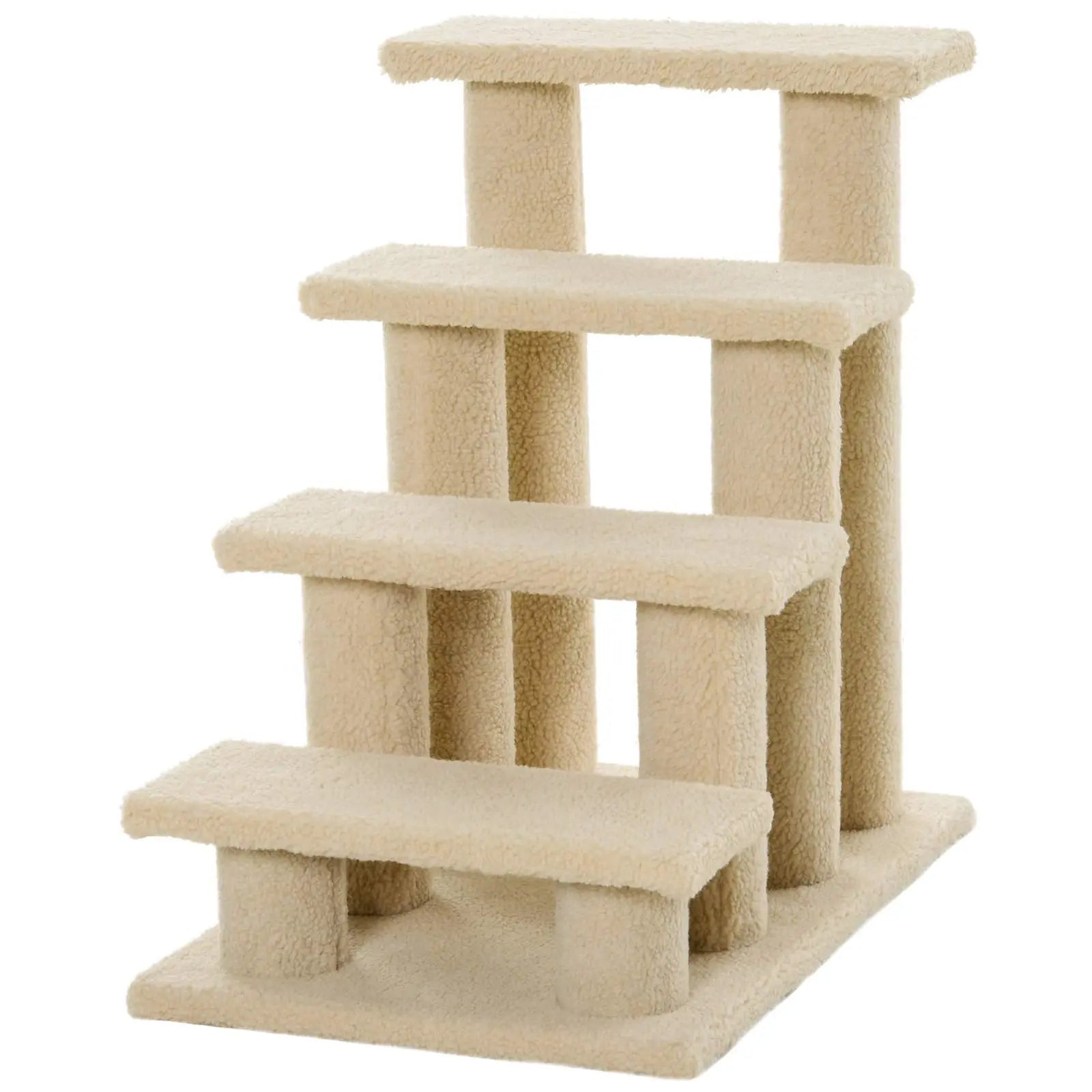 FelineFun 4-Tier Carpeted Scratch & Climb Steps - Beige - Shopinapets