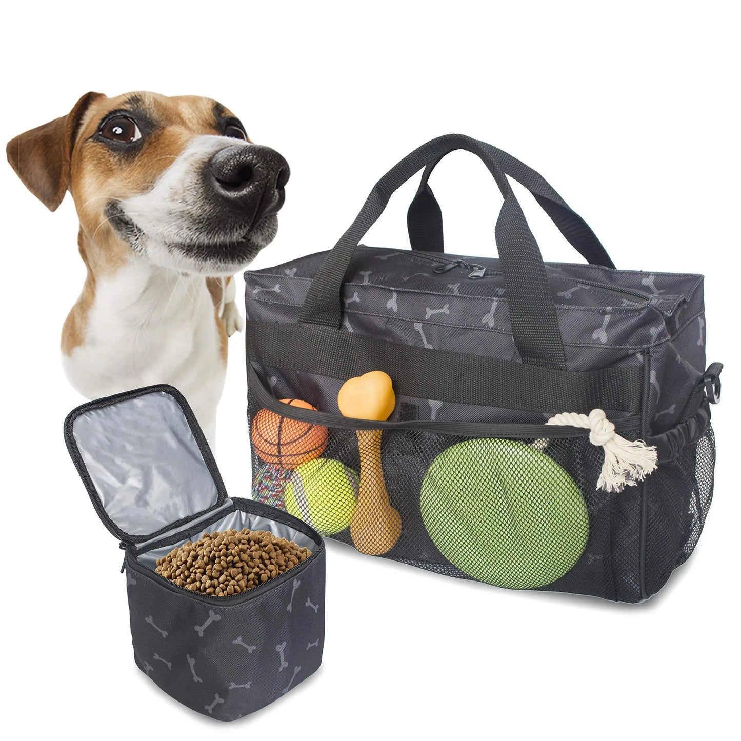 Paws On-the-Go Dog Travel Tote with Collapsible Bowl - Shopinapets