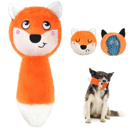 Triple Play Fox Chew Toy - Interactive Squeaky for Dogs
