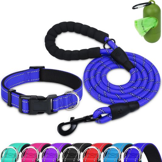 NightShine 6FT Reflective Dog Leash and Collar Set - Shopinapets