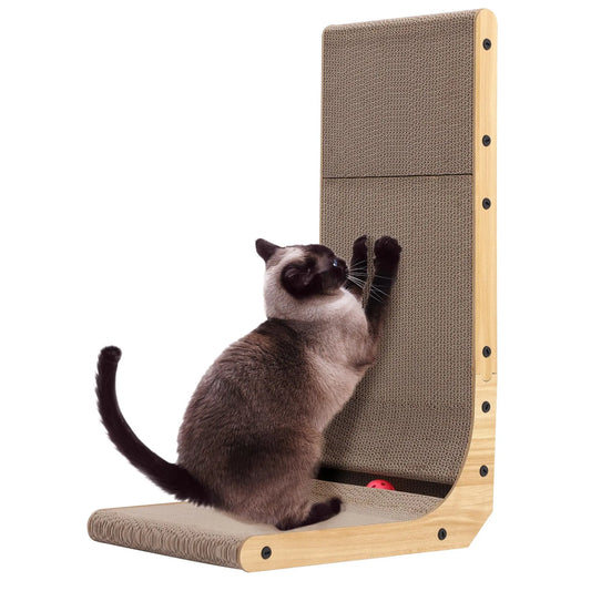 L-Shaped Wall-Mount Cat Scratching Board for Indoor Cats (26.7 Inch) - Shopinapets