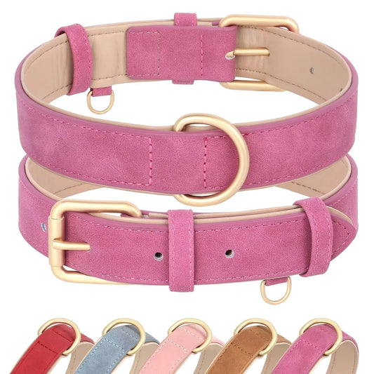 ChicFlex Padded Leather Small Dog Collar with D-Ring - Shopinapets