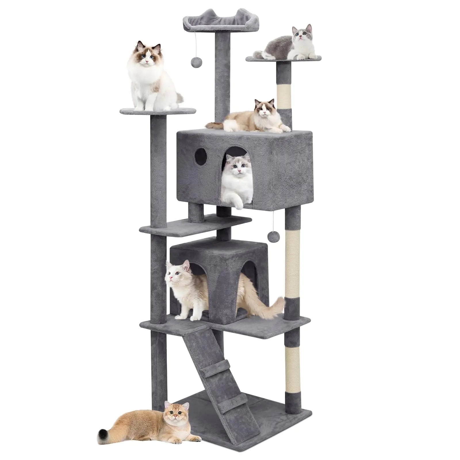 MoNiBloom Smoky Cat Palace - 77 Inch Tall Tower with Condos - Shopinapets