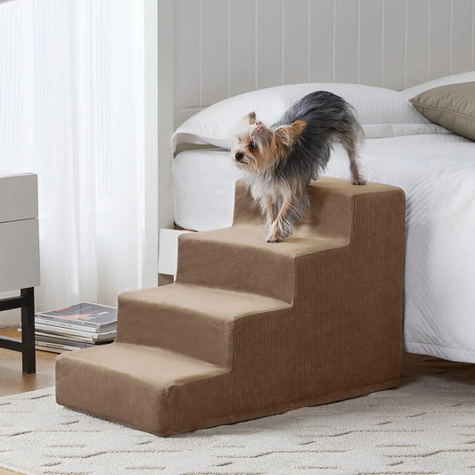 LEXTRON 4-Step Bedside Dog Stairs with Non-Slip Surface - Shopinapets