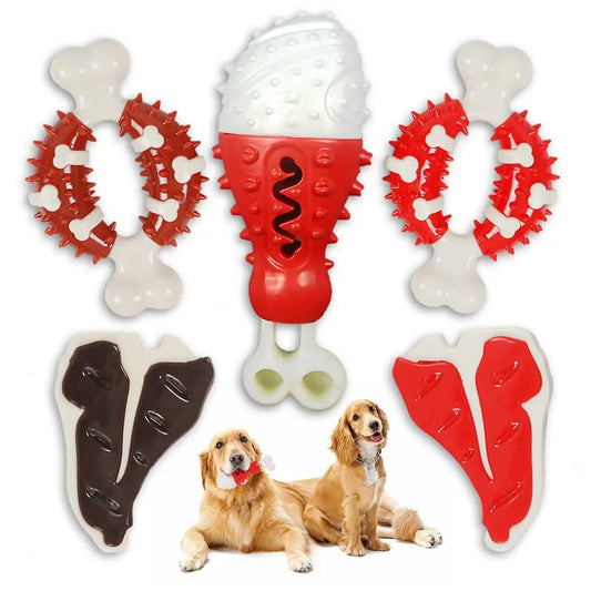 GHOBROFY 5-Pack Durable Chew Toys with Squeaker for Dogs