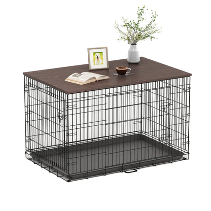 CraftMate Wooden Dog Crate Topper - Walnut Finish - Shopinapets