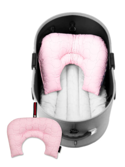 Pink car seat cover on a Pet car seat with a white background