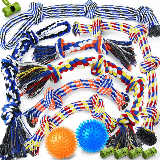 MaxPlay Large Dog Toy Combo - 14 Piece Set for Tough Chewers