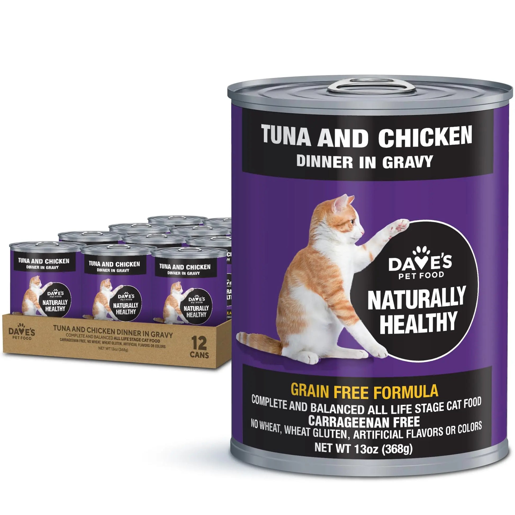 Naturally Healthy Tuna & Chicken Cat Food, Grain-Free and Gluten-Free, 13 oz (12-Pack) - Shopinapets