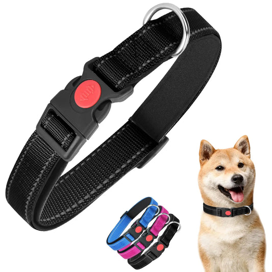 Nobleza NightSafe Reflective Medium Dog Collar with Quick Release - Shopinapets
