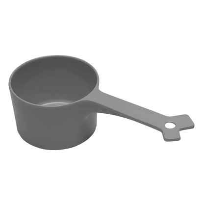 Gray measuring cup on a white background