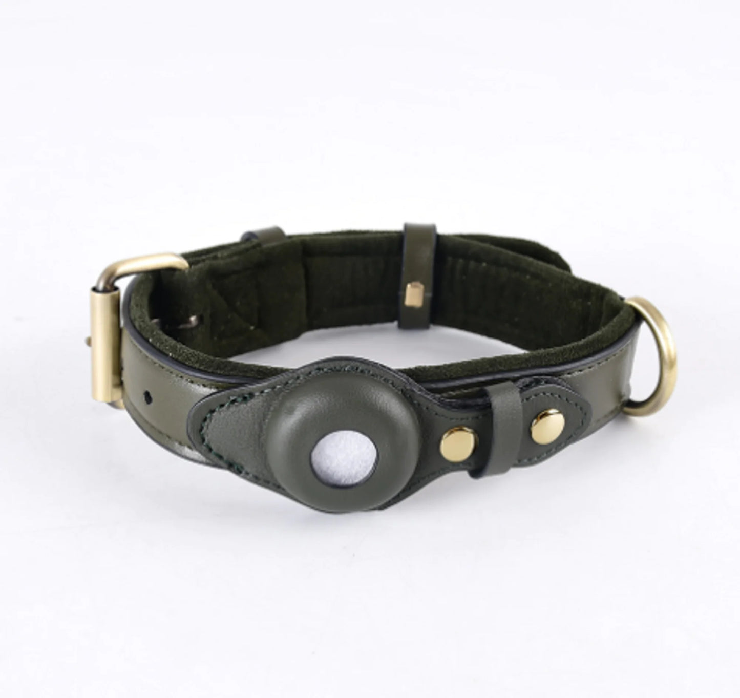 Leather Air tag Dog Collar Pet - Adjustable Collar